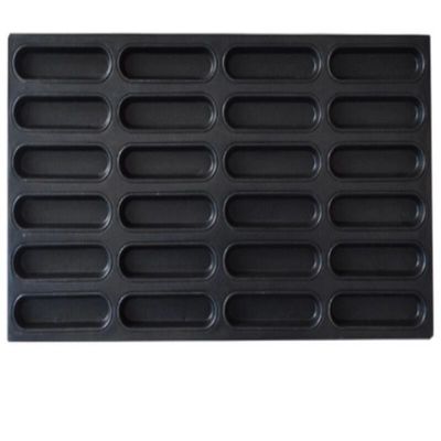 bolo não-aderente do cachorro quente de 1.5mm que coze Tray Black Aluminum Bun Pan